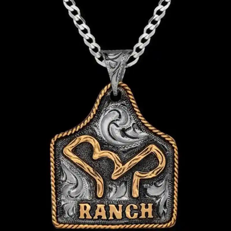 Shadow Cow Tag Necklace